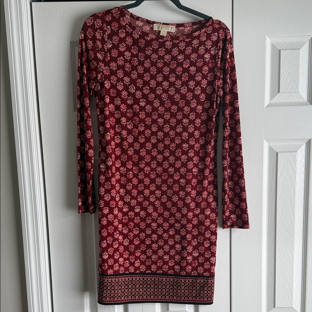 MICHAEL Michael Kors Red Patterned Long Sleeve Dress